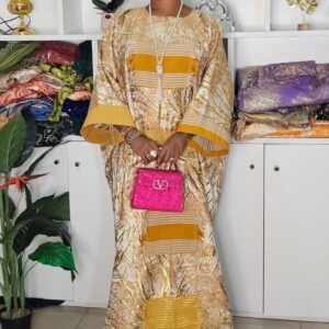 Damask Dress - Gold Panel